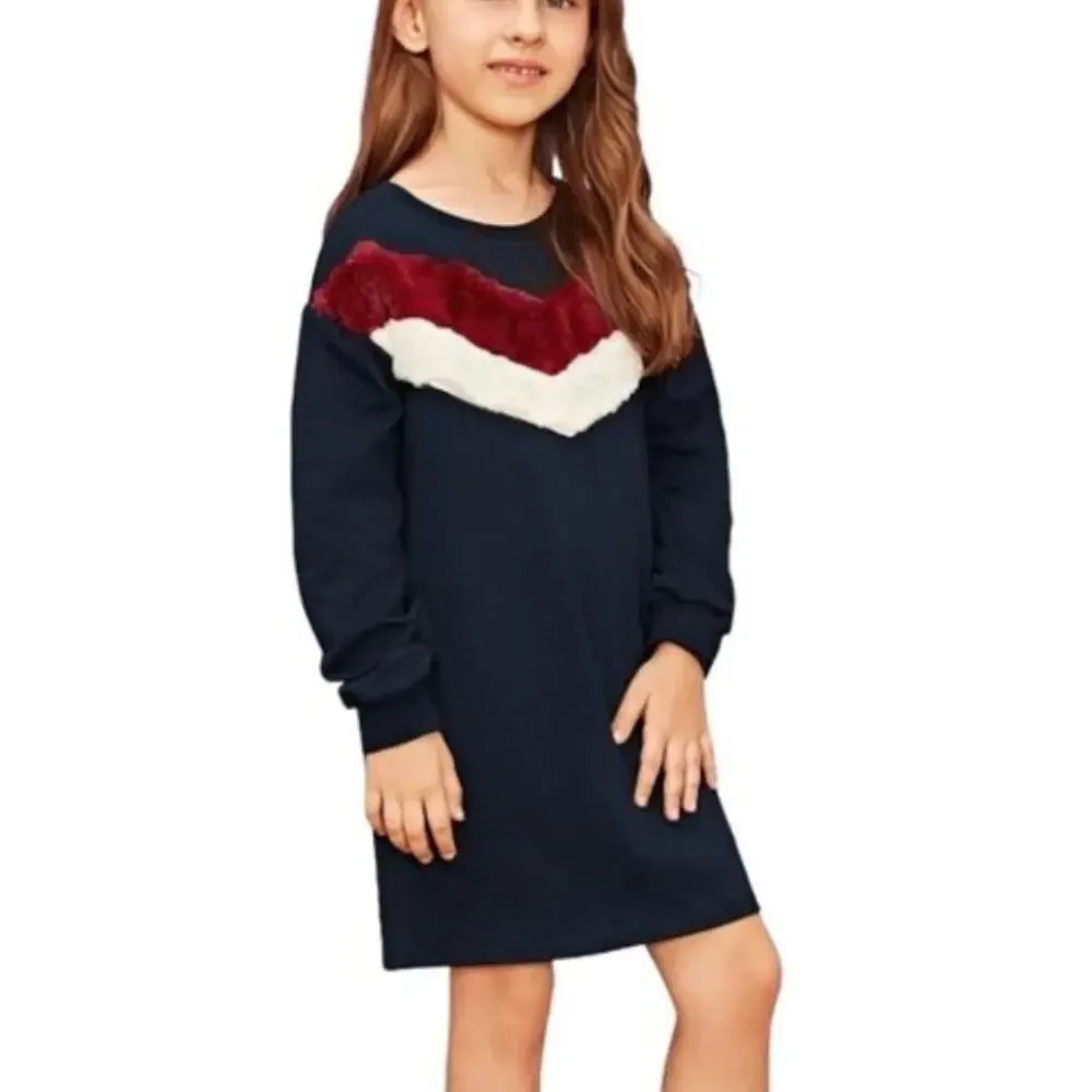 Eleven Paris kids chevron print dress long sleeve black